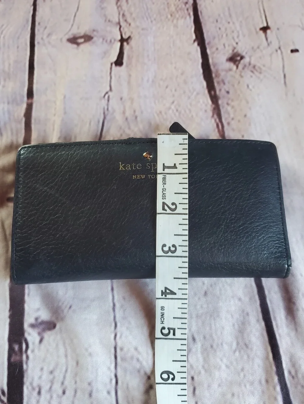Kate Spade Slim Bailey Black Pebbled Leather Wallet Bifold Credit Checkbook